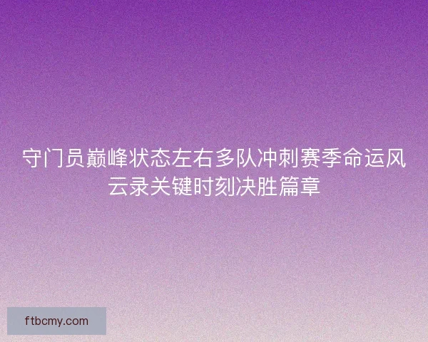 守门员巅峰状态左右多队冲刺赛季命运风云录关键时刻决胜篇章